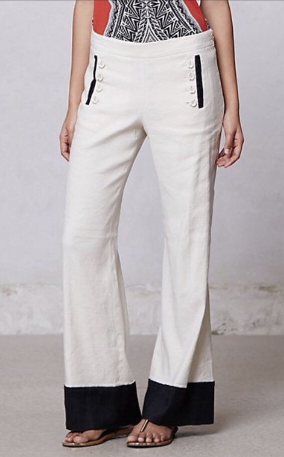 Anthropologie Leifsdottir Wide Leg Flare Linen Blend Sailor Pants Sz 2 Anthropologie Leifsdottir Wide Leg Flare Linen Blend Sailor Pants Sz 2