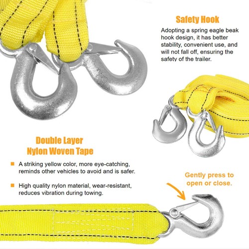 Tow Straps Rope Heavy Duty with Hooks for Vehicle Emergency Recovery (13'x1.8... - Picture 3 of 6