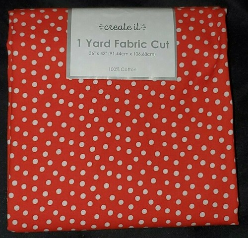 1 Yd Dog Dots Red Background White Polka Dots Precut 100% Cotton Fabric - Picture 1 of 3