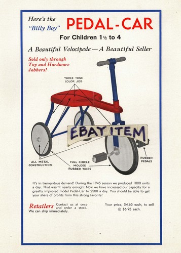 1946 WERBEFLYER Billhead BILLY BOY TRETAUTO Walter H Allen Dallas Texas - Bild 1 von 3