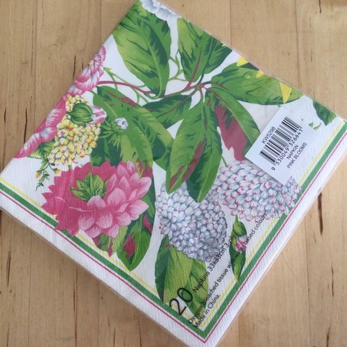 PAPER NAPKINS / SERVIETTES PACK OF 20 PINK FLOWER BLOOMS 3PLY - Picture 2 of 2