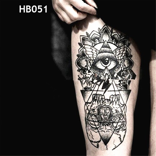 Temporary Tattoos Women Men Leg Arm Sticker Transfer Festival Lion Wolf Tiger US - Picture 12 of 136