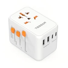 65W Universal Travel Adapter International Plug Adaptor 3 USB C & 2 USB A Ports