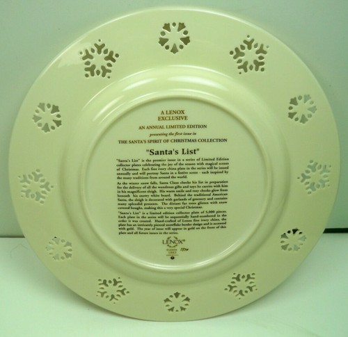 Lenox 1997 Limited Edition #1570 Christmas List 10.5" Plate Santas List Orig Box - Picture 4 of 6