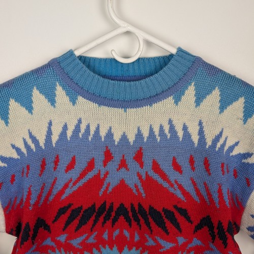 Vtg Peregrine Sun Valley Funky Geometric Multicolor Ski Sweater Pullover Men's S - Picture 5 of 11