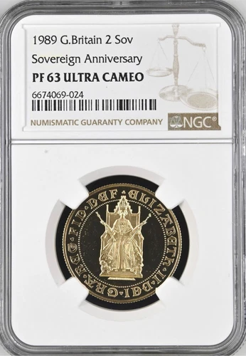 GOLD DBL SOVEREIGN 1989 ELIZABETH II 'TUDOR ROSE' Spink 4263 NGC PF63 COR058