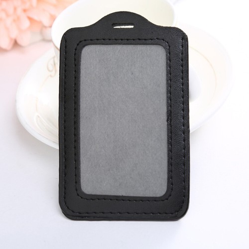 5pcs Vertical Style PU ID Badge Holder Pass Pouch Case (Black) - 第 3/3 張圖片