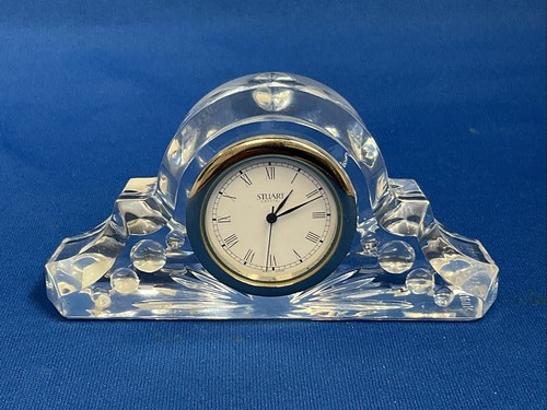 STUART Crystal Miniature Glass Mantel Clock - Decorative Cut Glass Design - Picture 2 of 11