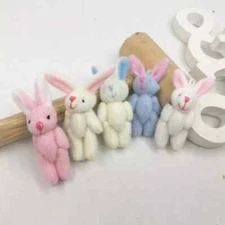 5x Dolls House 1:12TH Scale Miniature Plush Jointed Rabbit 1.57" Dolls Accessory