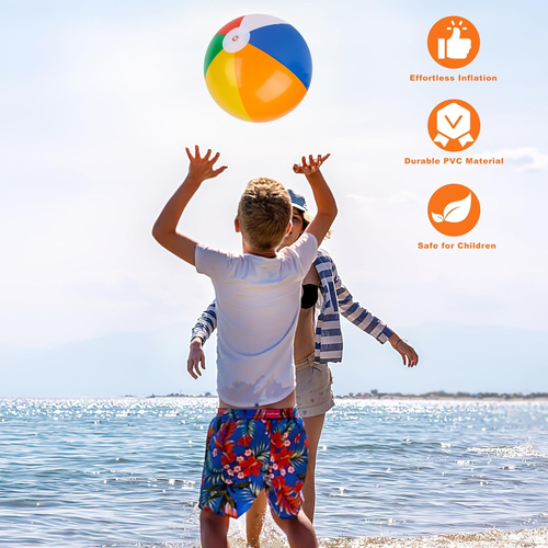 4er Pack 16 Zoll Strandbälle, aufblasbar Regenbogen Schwimmbad Spielzeug für Sommer Wasser - Bild 4 von 7