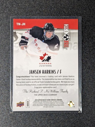 TN-JH Jansen Harkins - True North Jersey - Team Canada Juniors 2015 - Upper Deck - Bild 2 von 2
