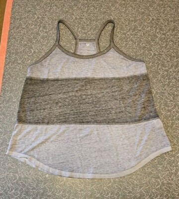 Women's SO Stripe Tank Top Size L Large Two Shades Of Grey Lightweight
