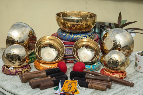 7-12" SHINE Chakra set Healing Tibetan Singing Bowl set Hand Hammered Meditation - Bild 6 von 6