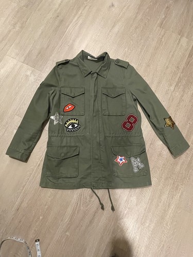 Living Doll Embellished 'Must Have' Military Jacket Size 10 Women Patch Green - Foto 12 di 20