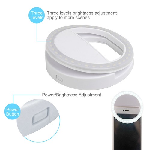 Portable Selfie 36 LED Ring Flash Fill Light Clip Camera For iPhone Mobile Phone - Picture 11 of 16