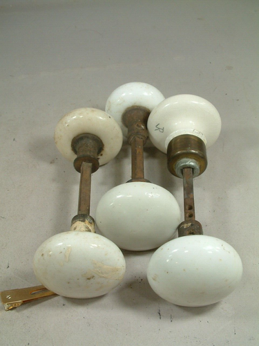 Antique White Porcelain Door Knobs lot of 6 with Rods, LOOK! - Picture 8 of 9