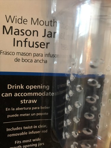 BPA Free Infusers for Wide Mouth Mason Jars Hole for Straw or Drinking Set/2 - Picture 2 of 3