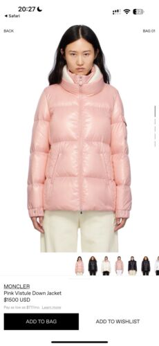 NWT MONCLER Pink Vistule Down Jacket - Picture 16 of 16