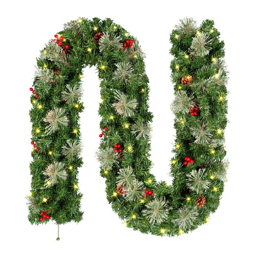 7/9ft Christmas Garland With Lights For Door Stairs Outdoor Fireplace Xmas Tree - Picture 15 of 37