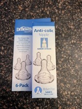 Dr. Brown's Natural Flow Level 2 Nipple 6 pack Narrow Medium Flow 3M+ BPA Free