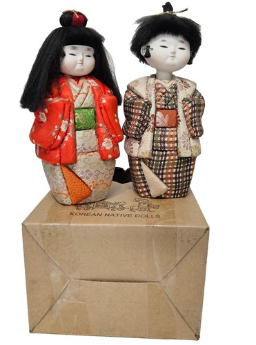 KOREANISCHE NATIVE PUPPEN - Niedliches Paar Menge zwei Vintage