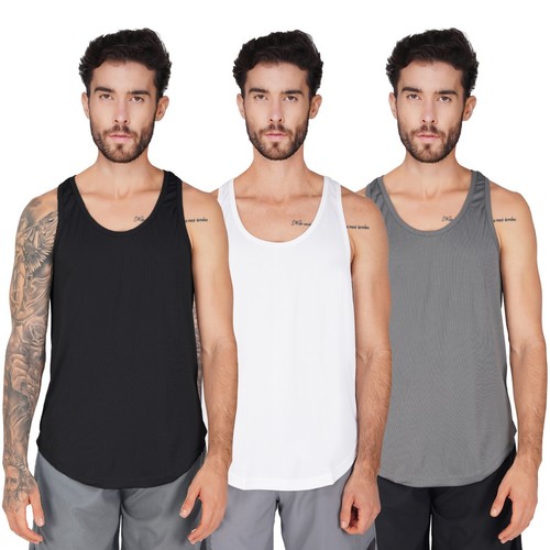 3x Mens Bodybuilding Gym Dry Cool Stringer Vest Muscle Training Running Tank Top - Picture 2 of 15