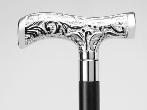 Chrome Brass Darby Head Handle Vintage 3 Fold Black Wooden Walking Stick Cane - Picture 7 of 12