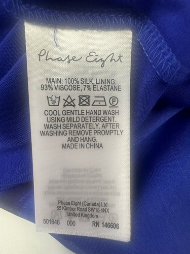 NEW! Phase Eight UK8 blue-mix Harper blouse with silk outer + camisole lining - Picture 9 of 9