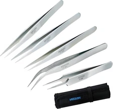 HOZAN High-Strength Stainless Steel Thick Tweezers 5 Types and Case P-887 to 898
