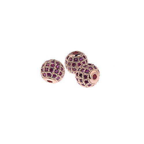 Zircon Gemstones Pave Round Ball Bracelet Connector Charm Beads Silver Gold Rose - Picture 34 of 43