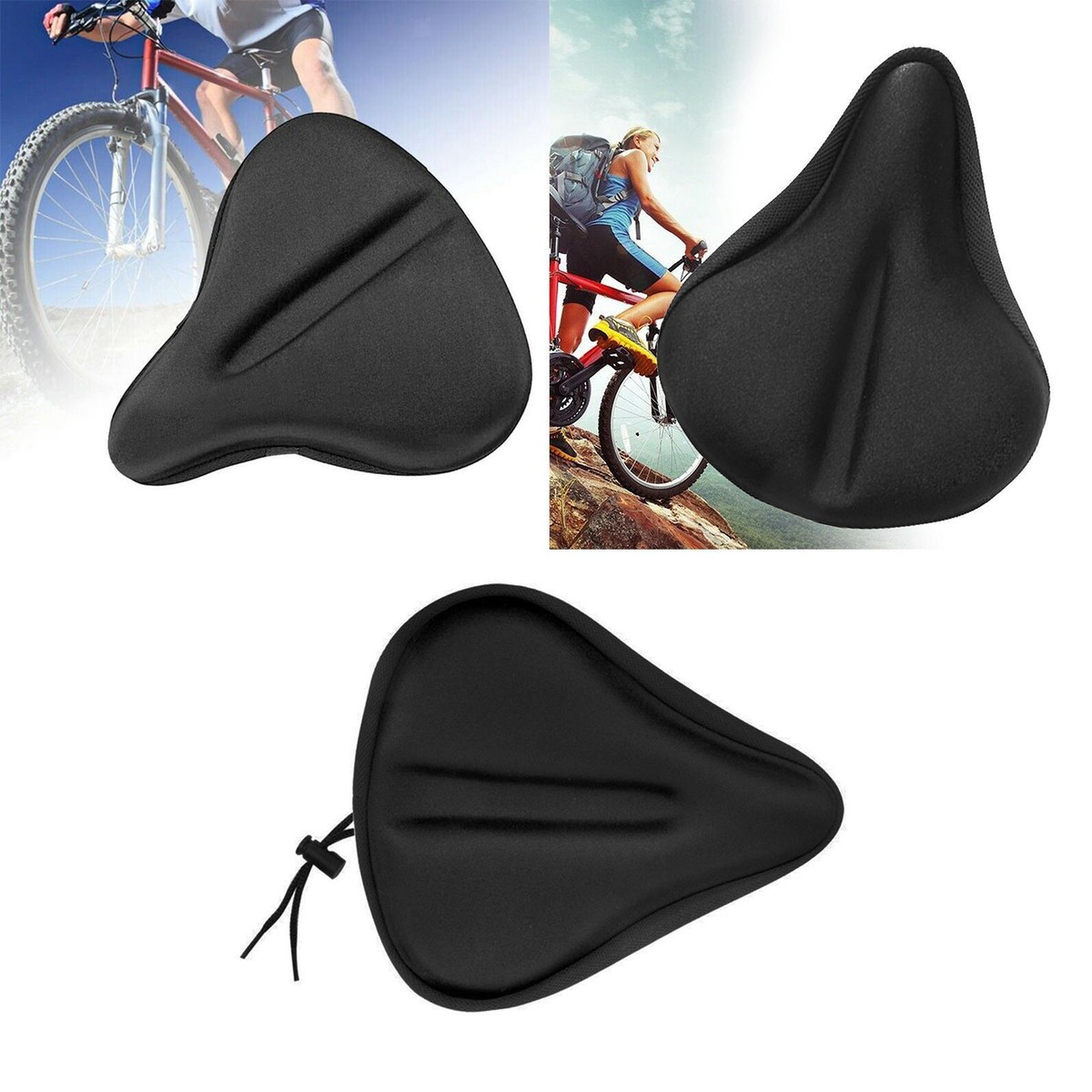 Extra Wide Bike Seat Soft Padded Cushioned Saddle Cover Cushion