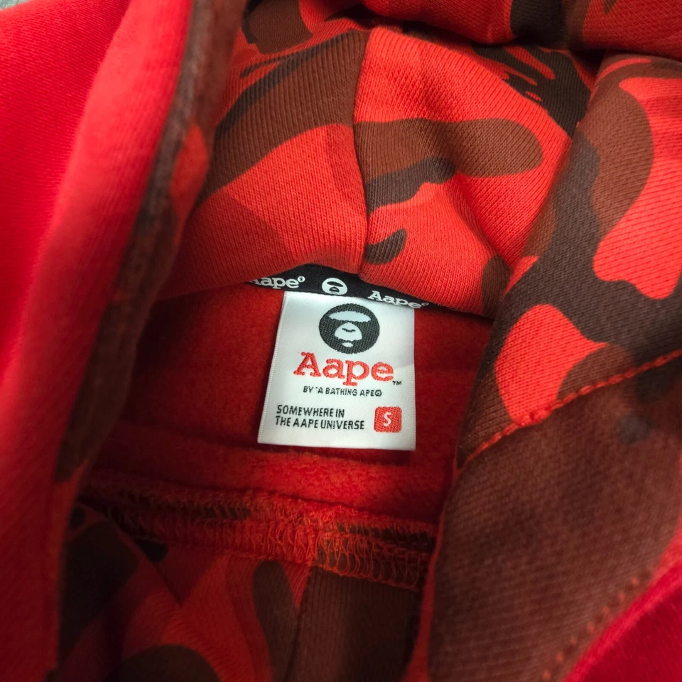 A Bathing Ape Jumper mens SMALL red hoodie long sleeve camo apunvs AAPE Size S - Image 3 of 4