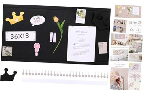 Foldable Large Felt Bulletin Board - 36'' x 18'', Decorative 9" x 17.5" Black