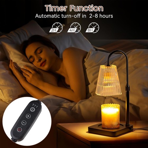 Candle Warmer Lamp with Timer and 2 Bulbs - Adjustable Height Wax Melt Electric - Picture 61 of 72