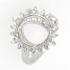 Sterling Silver Semi Mount Ring Setting Oval OV 14X11x8mm