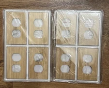 (Set of 8) Bamboo Wood Wall Switch 1-Gang Duplex Double Hole Outlet Cover Plate