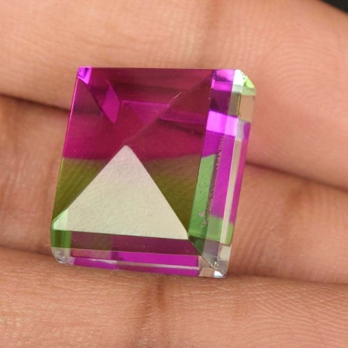 Dual Color Watermelon Tourmaline 29.85 Ct Emerald Facet Cut True Precious Gem - Picture 2 of 6