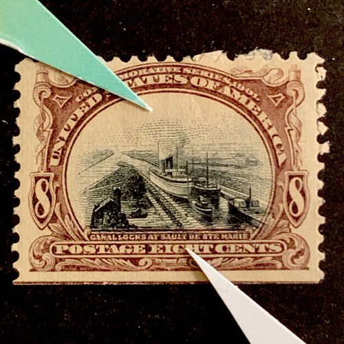 51720 US Stamp Scott #298 8c Sinking Canal center shift Errors MHROG Nice EFO - Picture 2 of 3