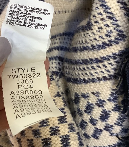 Lucky Brand Cardigan Jacke vorne offen marine/weiß Azteken Fransenbesatz Baumwolle Gr. M - Bild 11 von 12
