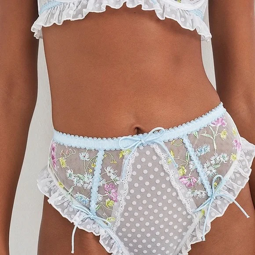 For Love and Lemons Mittsommer hochtaillierte Höschen mit Blumenmuster weiß Medium NEU - Bild 2 von 6