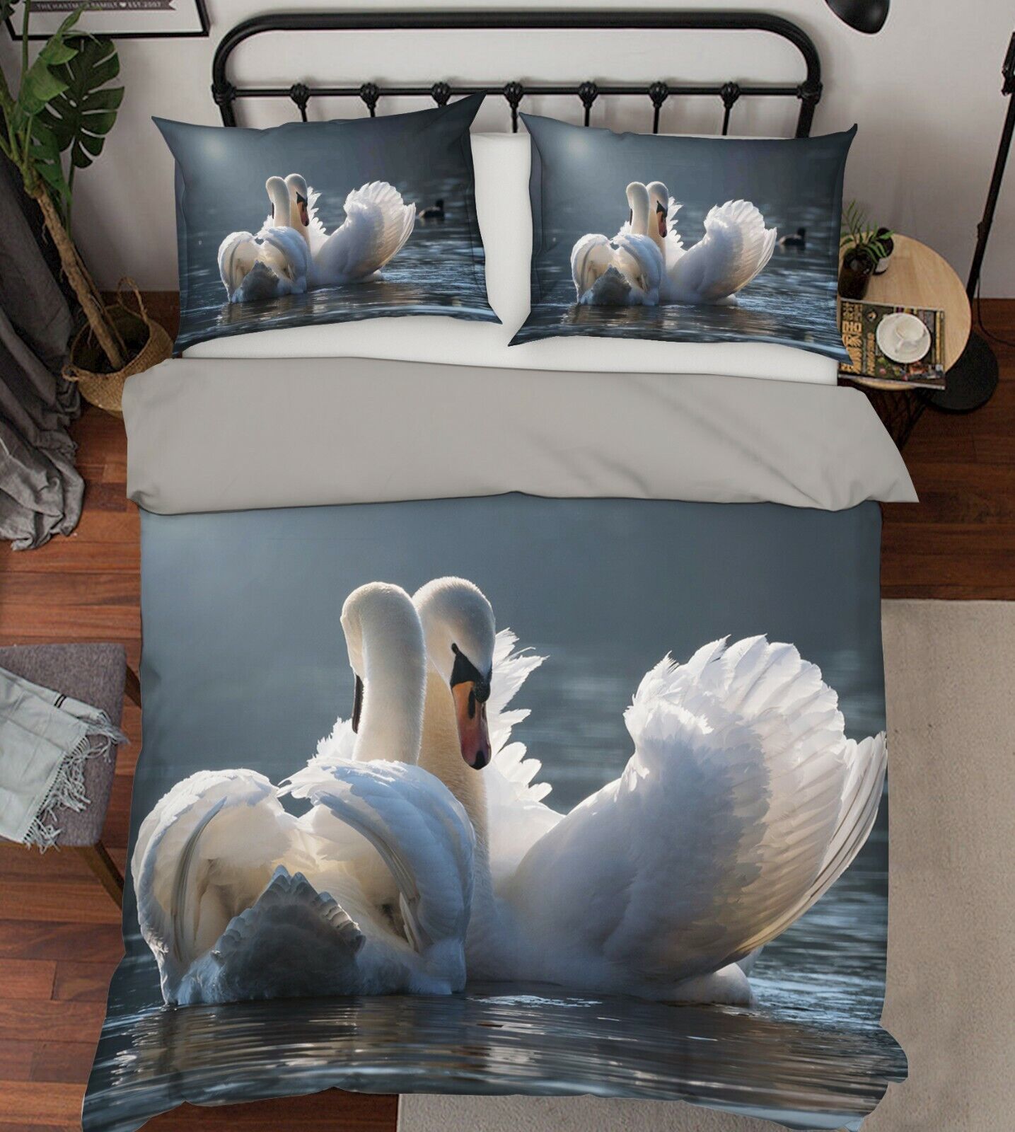 3D Swan I97 Animal Bed Pillowcases Quilt Duvet Cover Queen King Angelia Ograniczona WYPRZEDAŻ