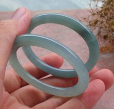 2 Pcs Certified Green A JADE Jadeite Baby Circle Bangle Bracelet 43mm 664086