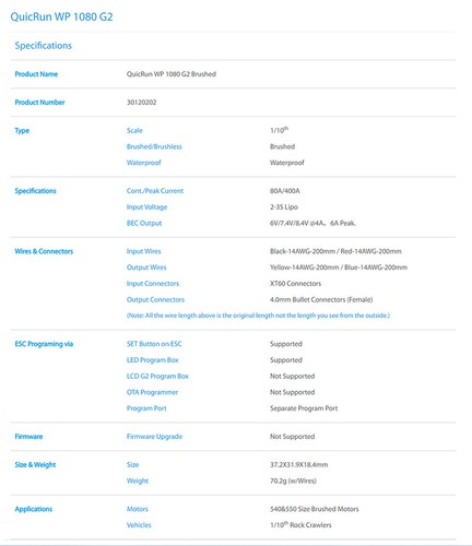 HobbyWing QuicRun 1080 G2 80A Brushed ESC Programmkarte für 1/8 1/10 RC Crawler - Picture 3 of 24
