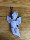 Lilac Coloured Hanging Angel Playing An Instrument 