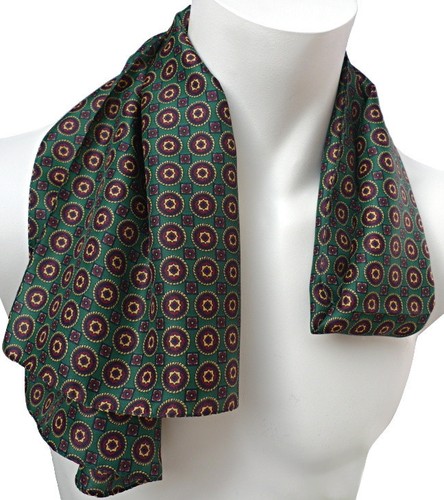 zeitloser Schal für Herren grün braun rot  Herrenschal Kreise kariert Karos 841 - Bild 3 von 4