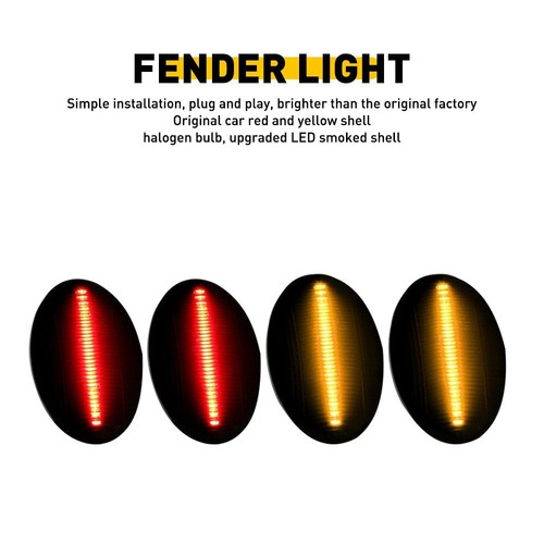 4PCS LED Dually Bed Fender Side Marker Lights Amber/Red For 99-10 Ford F350 F450 - Picture 3 of 19