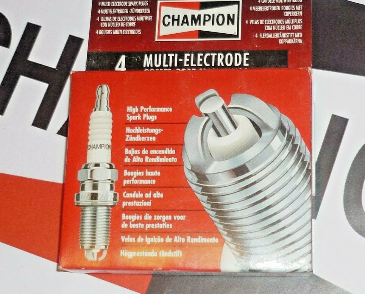 Set of 4 original Champion N9BYC multielectrode spark plugs NEW in BOX NOS