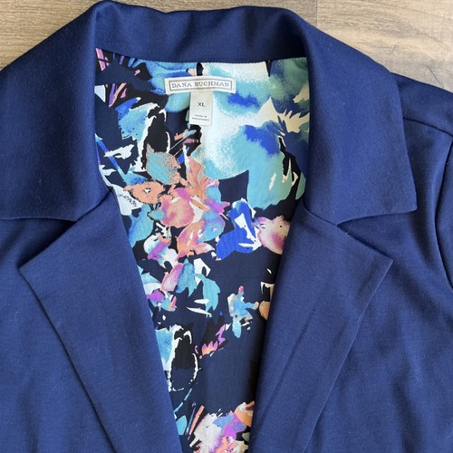 Dana Bachman Women’s Open Front Long Blazer Jacket Lined Blue XL - Picture 2 of 13
