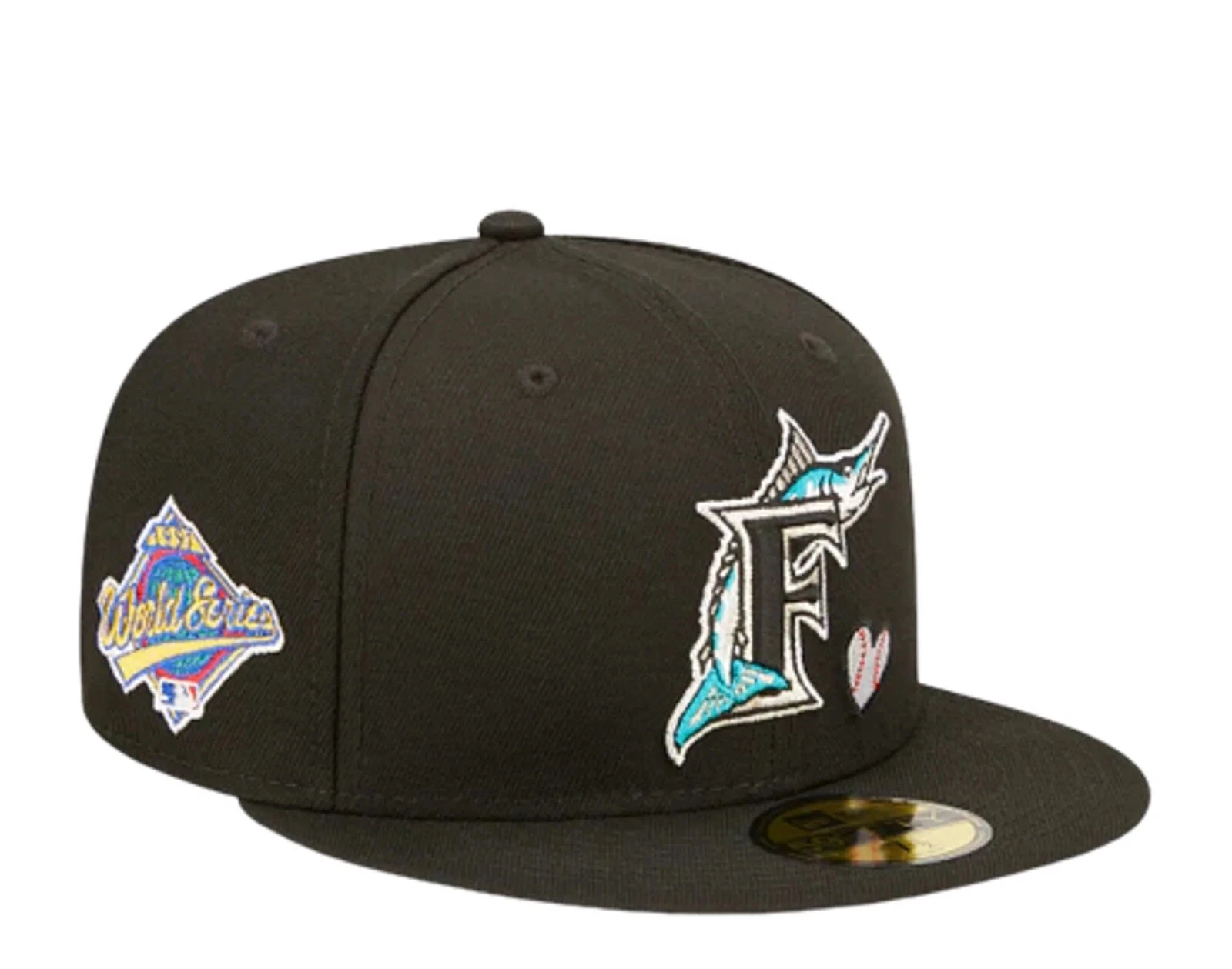 MEN’S FLORIDA MIAMI MARLINS NEW ERA TEAM HEART WS PATCH 59FIFTY Fitted Hat Cap