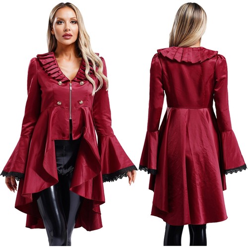 Womens Jackets Vintage Renaissance Long Sleeve Tailcoat Festival Coat Vampire - Bild 3 von 34